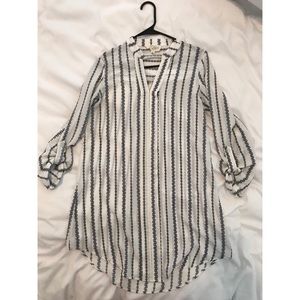 White/Blue shirt dress.